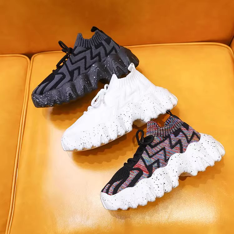 O1CN01w1X7pn1OVDx4dSHoJ_!!858111710.jpg_ 2025 Summer New Breathable Flyknit Thick-Soled Dad Shoes Lightweight Fashionable Versatile Plus Size Export Women’s Shoes White Sneakers - Image 1