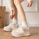2025 New Autumn Purple Comfortable Thick-Soled Casual Versatile Lightweight Sports White Shoes Trendy