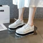 Korean style versatile and fashionable lace-up flats Snake style textured upper